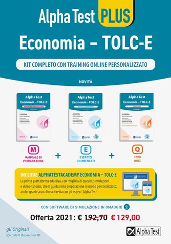 Alpha Test Economia. Tolc-E. Kit completo di preparazione con training on line personalizzato: Manuale di preparazione-Esercizi commentati-3.500 quiz. Con software di simulazione  - Libro Alpha Test 2020, TestUniversitari | Libraccio.it