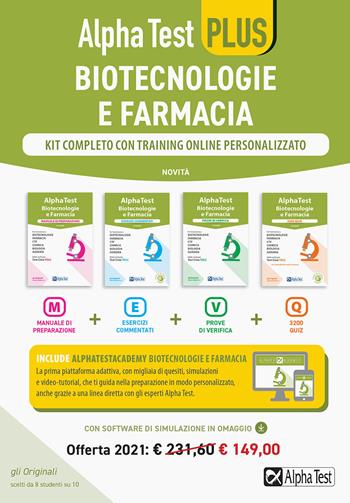Alpha Test plus. Biotecnologie e farmacia. Kit completo di preparazione con training on line personalizzato. Con espansione online  - Libro Alpha Test 2020, TestUniversitari | Libraccio.it