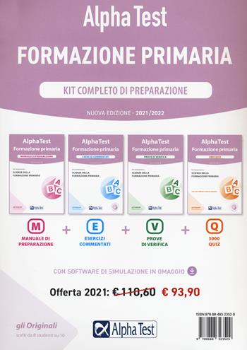 Alpha Test. Formazione primaria. Kit completo di preparazione. Con software di simulazione - Fausto Lanzoni, Giuseppe Vottari, Massimo Drago - Libro Alpha Test 2021, TestUniversitari | Libraccio.it