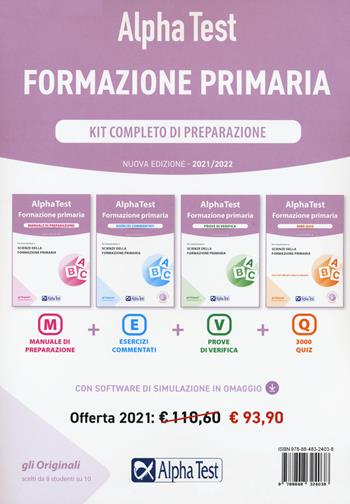 Alpha Test. Formazione primaria. Kit completo di preparazione. Con software di simulazione  - Libro Alpha Test 2021, TestUniversitari | Libraccio.it