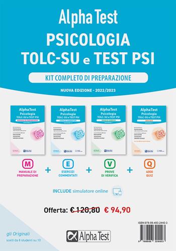 Alpha Test. Psicologia. TOLC. Kit completo di preparazione. Con software di simulazione - Paola Borgonovo, Fausto Lanzoni, Stefania Provasi - Libro Alpha Test 2021, TestUniversitari | Libraccio.it