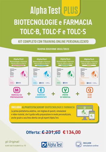 Alpha Test plus Biotecnologie e Farmacia TOLC-B, TOLC-F e TOLC-S. Kit completo di preparazione con training on line. Nuova ediz. Con espansione online - Stefano Bertocchi, Doriana Rodino, Alberto Sironi - Libro Alpha Test 2021, TestUniversitari | Libraccio.it