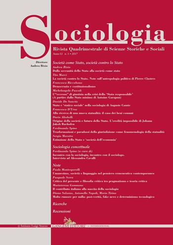 Sociologia. Rivista quadrimestrale di scienze storiche e sociali (2017). Vol. 1  - Libro Gangemi Editore 2017, Periodici | Libraccio.it