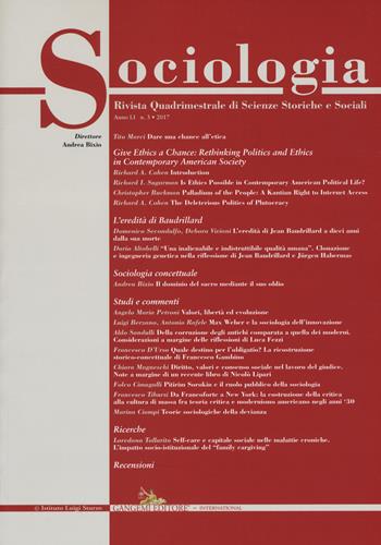 Sociologia. Rivista quadrimestrale di scienze storiche e sociali (2017). Vol. 3  - Libro Gangemi Editore 2017, Periodici | Libraccio.it