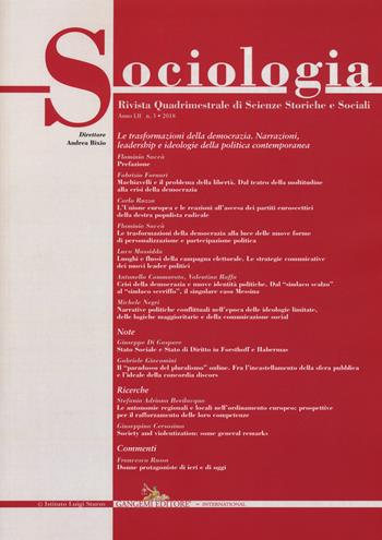 Sociologia. Rivista quadrimestrale di scienze storiche e sociali (2018). Vol. 3  - Libro Gangemi Editore 2019, Periodici | Libraccio.it