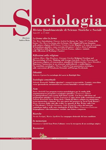 Sociologia. Rivista quadrimestrale di scienze storiche e sociali (2020). Vol. 3  - Libro Gangemi Editore 2020, Le ragioni dell'uomo | Libraccio.it