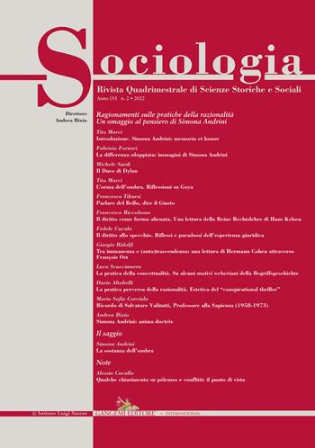 Sociologia. Rivista quadrimestrale di scienze storiche e sociali (2022). Vol. 2  - Libro Gangemi Editore 2022, Le ragioni dell'uomo | Libraccio.it