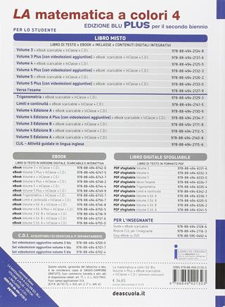 La matematica a colori. Ediz. blu plus. Con videolezioni. Per le Scuole superiori. Vol. 4 - Leonardo Sasso - Libro Petrini 2016 | Libraccio.it