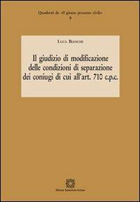 Il giudizio di modificazione delle condizioni di separazione dei coniugi di cui all'art. 710 c.p.c. - Luca Bianchi - Libro Edizioni Scientifiche Italiane 2012, Quaderni de «Il giusto processo civile» | Libraccio.it