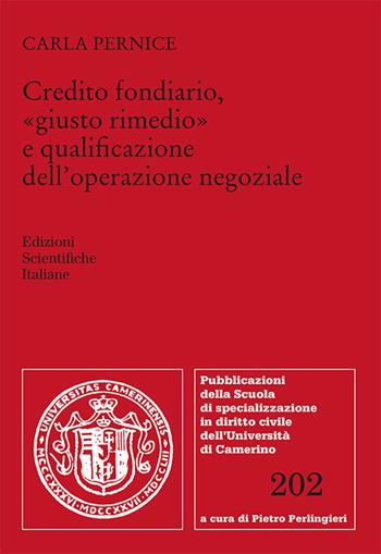 Credito fondiario, «giusto rimedio» e qualificazione dell'operazione negoziale - Carla Pernice - Libro Edizioni Scientifiche Italiane 2024, Scuola special. dir. civile-Univ.Camerino | Libraccio.it