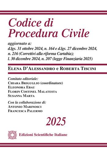 Codice di procedura civile 2025 - Elena D'Alessandro, Roberta Tiscini - Libro Edizioni Scientifiche Italiane 2025 | Libraccio.it