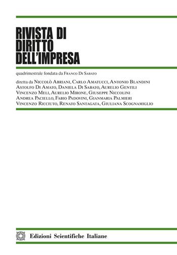 Rivista di diritto dell'impresa (2025). Vol. 1  - Libro Edizioni Scientifiche Italiane 2025 | Libraccio.it