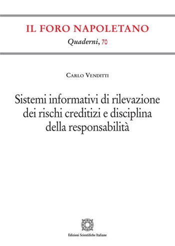 Sistemi informativi di rilevazione dei rischi creditizi e disciplina della responsabilità - Carlo Venditti - Libro Edizioni Scientifiche Italiane 2026, Quaderni de «Il Foro napoletano» | Libraccio.it