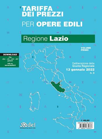 Tariffa dei prezzi per opere edili 2022. Regione Lazio. Vol. 1  - Libro DEI 2022, Prezzari per l'edilizia | Libraccio.it