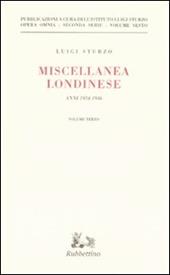 Miscellanea londinese (1934-1936). Vol. 3