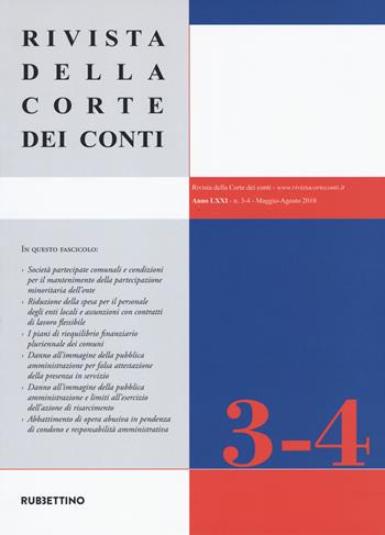 Rivista della corte dei conti (2018). Vol. 3-4  - Libro Rubbettino 2019, Le riviste | Libraccio.it