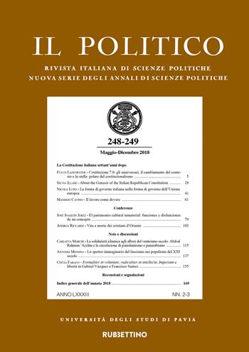 Il politico. Rivista italiana di scienze politiche (2018). Vol. 248-249  - Libro Rubbettino 2019, Le riviste | Libraccio.it
