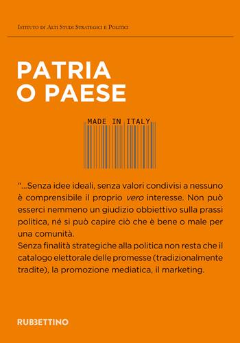 Patria o paese  - Libro Rubbettino 2019, Varia | Libraccio.it