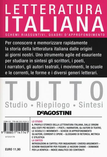 Tutto letteratura italiana  - Libro De Agostini 2016, Tutto | Libraccio.it