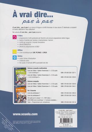 À vrai dire... pas a pas. Livre de l'élève-Cahier d'exercices-Livre numérique. Per le Scuole superiori. Con 2 CD Audio. Con DVD-ROM. Vol. 1 - Régine Boutégège - Libro Black Cat-Cideb 2012 | Libraccio.it
