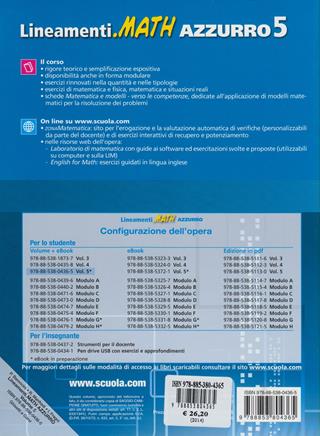 Lineamenti.math azzurro. Ediz. riforma. Per le Scuole superiori. Vol. 5: Limiti, derivate e studio di funzioni-Integrali-Geometria analitica - Nella Dodero, I. Fragni, Roberto Manfredi - Libro Ghisetti e Corvi 2012 | Libraccio.it
