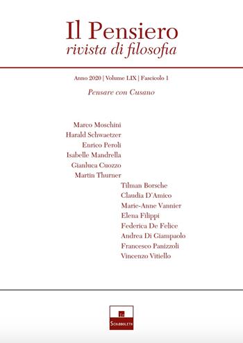 Il pensiero. Rivista di filosofia (2020). Vol. 1: Niccolò Cusano.  - Libro Inschibboleth 2020 | Libraccio.it