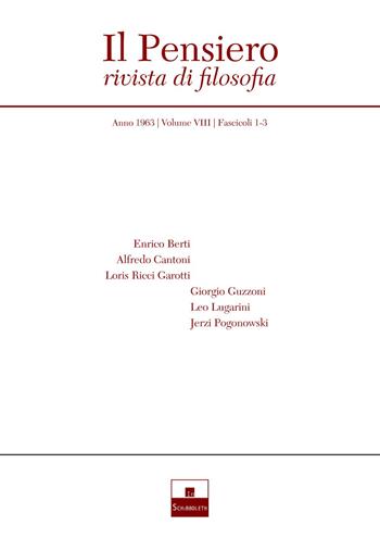 Il pensiero. Rivista di filosofia (1963). Vol. 8/1-3  - Libro Inschibboleth 2023, Quaderni della rivista Il pensiero | Libraccio.it