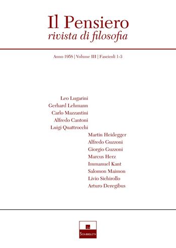 Il pensiero. Rivista di filosofia (1958). Vol. 3/1-3  - Libro Inschibboleth 2023, Quaderni della rivista Il pensiero | Libraccio.it
