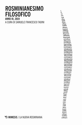 Rosminianesimo filosofico 2019  - Libro Mimesis 2020, La nuova rosminiana | Libraccio.it