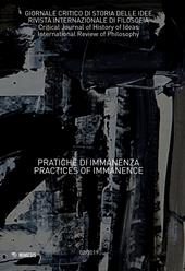 Giornale critico di storia delle idee (2019). Vol. 2: Pratiche di immanenza-Practices of immanence.