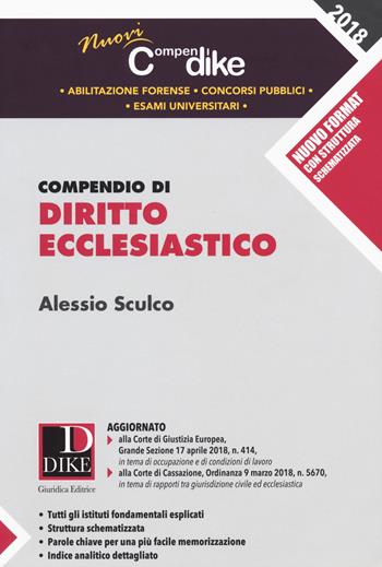 Compendio di diritto ecclesiastico - Alessio Sculco - Libro Dike Giuridica 2018, Nuovi compendi | Libraccio.it