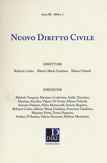 Nuovo diritto civile (2018). Vol. 1  - Libro Dike Giuridica 2018 | Libraccio.it