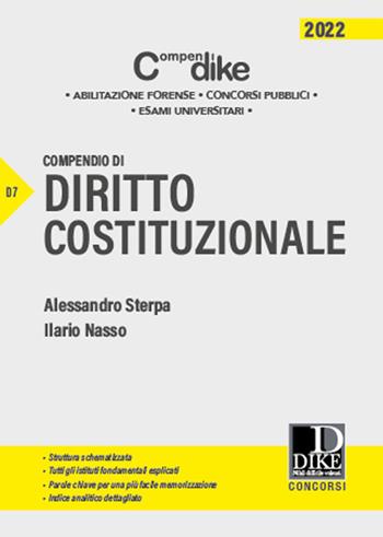 Compendio di diritto costituzionale - Alessandro Sterpa, Ilario Nasso - Libro Dike Giuridica 2022, Compendi | Libraccio.it