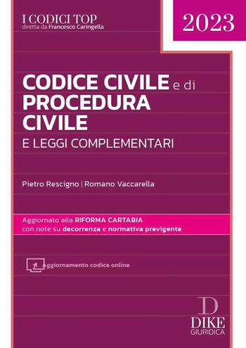 Codice civile e di procedura civile e leggi complementari. Con aggiornamento online - Pietro Rescigno, Romano Vaccarella - Libro Dike Giuridica 2023, I codici top | Libraccio.it