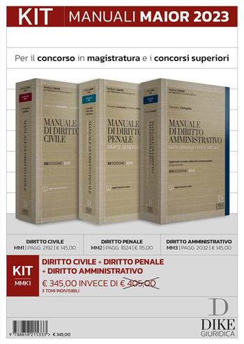 Kit manuali maior 2023: Diritto civile + diritto penale + diritto amministrativo. Con aggiornamento online - Francesco Caringella, Luca Buffoni - Libro Dike Giuridica 2023, Manuali | Libraccio.it