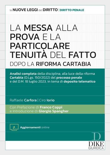 La messa alla prova e la particolare tenuità del fatto dopo la Riforma Cartabia. Con aggiornamento online - Raffaele Carfora, Ciro Iorio - Libro Dike Giuridica 2023, Le nuove leggi del diritto | Libraccio.it