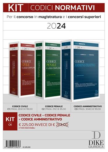 Kit codici normativi per il concorso in magistratura e concorsi superiori 2024: Codice civile-Codice penale-Codice amministrativo. Con aggiornamento online - Francesco Caringella, Luigi Tarantino - Libro Dike Giuridica 2023, Codici normativi | Libraccio.it