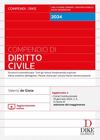 Compendio di diritto civile. - Valerio de Gioia - Libro Dike Giuridica 2024, Compendi | Libraccio.it