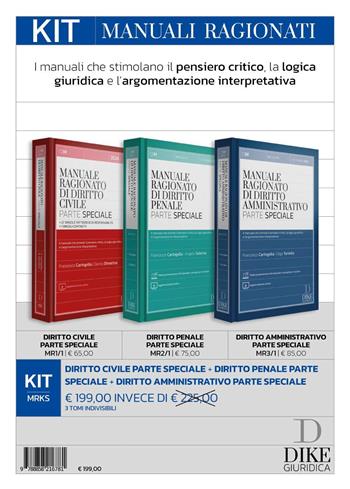 Kit manuali ragionati parti speciali: Diritto civile-Diritto penale-Diritto amministrativo 2024 - Francesco Caringella, Angelo Salerno, Alessandro Trinci - Libro Dike Giuridica 2024, Manuali | Libraccio.it