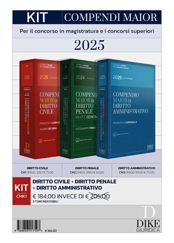 Kit Compendi Maior 2025. Diritto civile + Diritto penale (parte generale) + Diritto amministrativo. Con aggiornamento online  - Libro Dike Giuridica 2025, Compendi Maior. Per i concorsi superiori | Libraccio.it