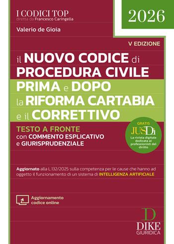 Il nuovo codice di procedura civile prima e dopo la Riforma Cartabia e il Correttivo 2026. Con aggiornamento codice online - Valerio De Gioia - Libro Dike Giuridica 2026, Codici | Libraccio.it