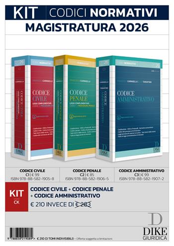 Kit codici normativi per il concorso in magistratura e i concorsi superiori 2026. - Francesco Caringella - Libro Dike Giuridica 2026, Codici normativi | Libraccio.it
