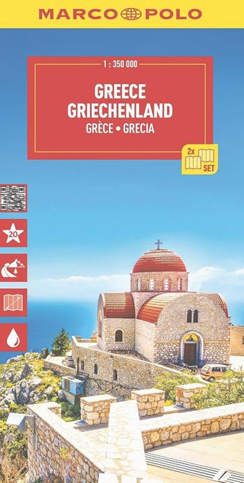 Grecia, Cicladi, Corfù, Sporadi 1:350.000  - Libro Marco Polo 2025, Carte stradali Marco Polo | Libraccio.it
