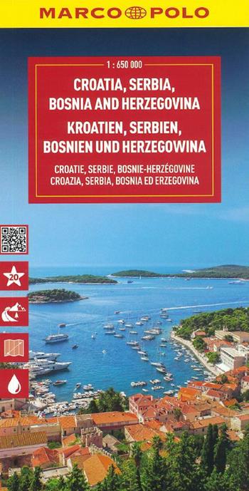 Croazia, Serbia, Slovenia, Bosnia-Erzegovina 1:650.000  - Libro Marco Polo 2025, Carte stradali Marco Polo | Libraccio.it