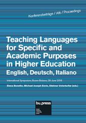 Teaching languages for specific and academic purposes in higher education: English, Deutsch, Italiano. Proceedings (29 June 2018)