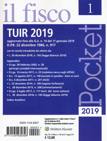 TUIR 2019  - Libro Il Fisco 2019, Pocket | Libraccio.it