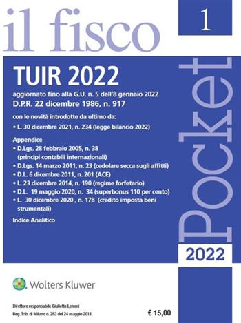 TUIR 2022  - Libro Il Fisco 2022, Pocket | Libraccio.it