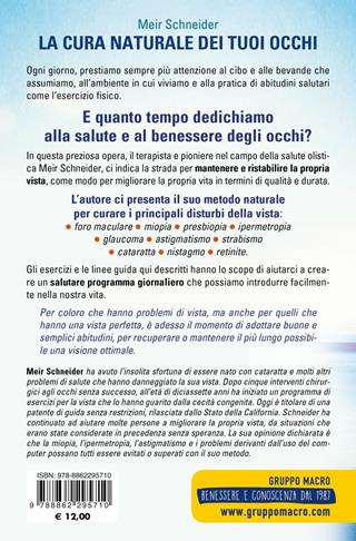 La cura naturale dei tuoi occhi. Guarisci la tua vista da: miopia, presbiopia, astigmatismo, cataratta, strabismo, glaucoma, foro maculare, ipermetropia, nistagmo, retinite - Meir Schneider - Libro Gruppo Editoriale Macro 2019, La biblioteca del benessere | Libraccio.it