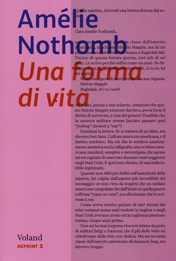 Una forma di vita - Amélie Nothomb - Libro Voland 2014, Reprint | Libraccio.it