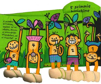 5 scimmie birichine. Imparare giocando. Ediz. a colori  - Libro Giochi Educativi 2019, Libri in stoffa | Libraccio.it